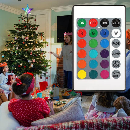 Christmas LED Star Tree Topper Joycabin 9.5 Inch 24 Colours Flash Star Light with Remote Control Christmas Star Lights for Xmas Party Tradition Tree Ornament Holiday Indoors Outdoors Decoration