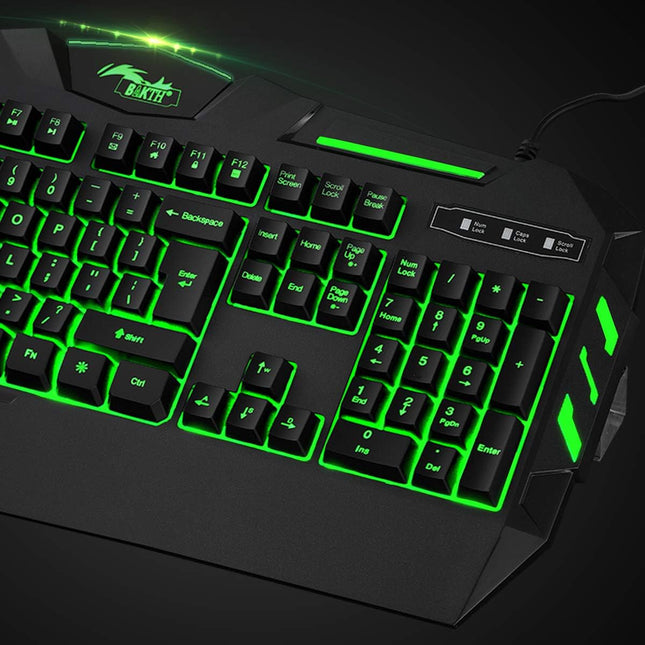 7 Colors LED Backlit Gaming Keyboard, Mechanical Feeling and Waterproof, Illuminated USB Wired Keyboard for Pro PC Gamer or Office