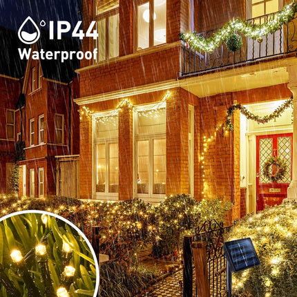 JMEXSUSS 2 Pack Solar Christmas Lights Outdoor Waterproof, Total 400 LED 151FT Warm White Christmas Lights, 8 Modes Solar String Lights for Outside Patio Yard Tree Garden Christmas Decorations