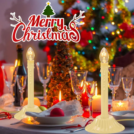 1 Light Christmas Window Candle,2 Pack Flameless Electric Christmas Candle Lights with 4 C7 Clear Bulbs(2 Spare), Plug in Electric Candles for Indoor Window Table Party Christmas Decorotions, Ivory