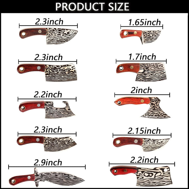 10 Pcs Mini Knife Set,Mini Knife Quxozhlu Mini Knife Keychain Tiny Knife Edc Mini Knives Butcher Mini Cleaver Mini Pocket Chef
