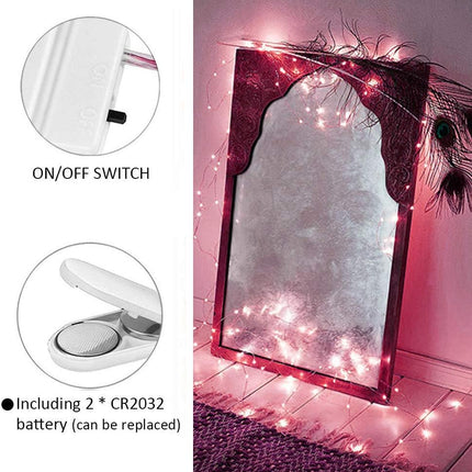 MUMUXI 16 Pack Fairy Lights Battery Operated (Included) 10ft 30 LED Mini String Lights Waterproof Copper Wire Firefly Starry Lights for DIY Wedding Party Mason Jars Christmas Decorations, Red