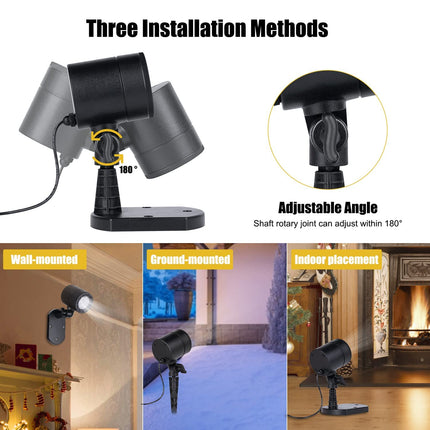 Christmas Snowflake Projector Lights Outdoor LED Snowfall Projection Landscape Lighting Waterproof Plug in Moving Effect Wall Mountable Snow Lights for Indoor Xmas Holiday Home Party Year Show