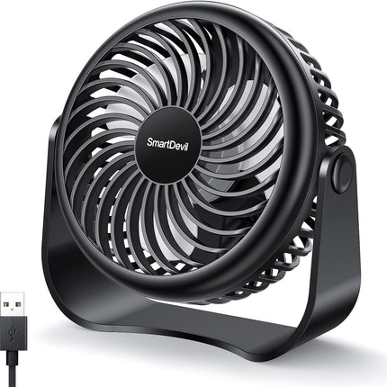 Smartdevil Usb Desk Fan, 3 Speeds Portable Mini Desktop Fan, 360° Adjustment Small Personal Table Fan For Home Office Car Outdoor