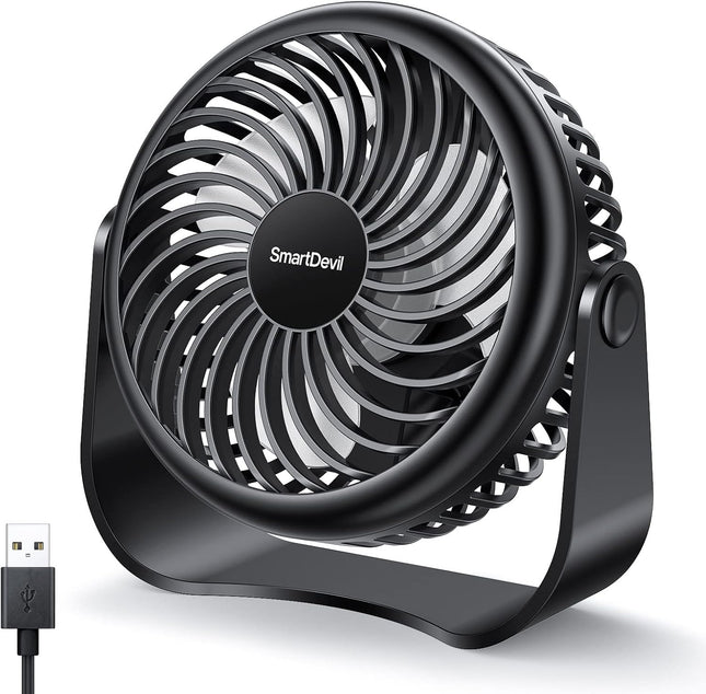 Smartdevil Usb Desk Fan, 3 Speeds Portable Mini Desktop Fan, 360° Adjustment Small Personal Table Fan For Home Office Car Outdoor