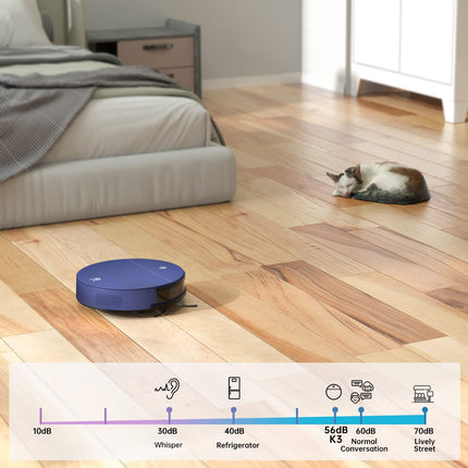 Okp K3 Robot Vacuum Cleaner Selfcharging Robotic Vacuum Cleaner With 2000Pa Strong Suction Voice Control For Hardfloor And Carpet,Blue