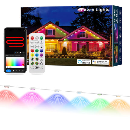 Permanent Outdoor Lights, Smart RGB Outdoor Lights with DIY Scene Modes, 100ft with 72 LED Eaves Lights Waterproof Starry Outdoor Lights for Christmas Hourse Decor, Work with Alexa & Google Assistant