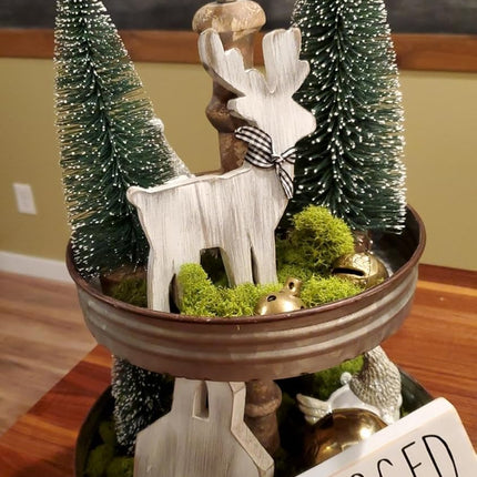 Small Christmas Tree - Christmas Table Decorations, Fake Flocked Xmas Tree Decor Mini Tinsel Christmas Tree for Kitchen Mantel Office Bedroom Window Table Top