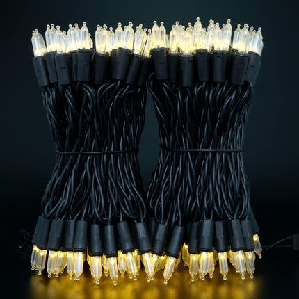 YULETIME Warm White LED Christmas Lights with Black Wire, 66 Feet 200 Count UL Commercial Grade LED Halloween String Light Set (Warm White - Black Wire)