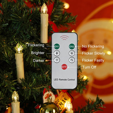 Flameless Christmas Tree Candles Decor, LED Flameless Window Candles with Remote, Flickering Warm White Lights, Fit for Christmas Garden Birthday Home Party Holiday Decoration/ 10PCS
