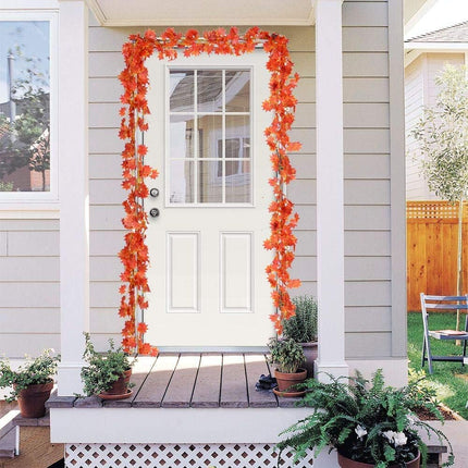 Fall Garland Maple Leaf, Hanging Vine Garland Artificial Autumn Foliage Garland Thanksgiving Decor for Home Wedding Fireplace Party Christmas (Maple/12 Strands)