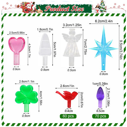 135 Pcs 7 Kinds of Ceramic Christmas Tree Replacement Light Bulbs, Ceramic Tree Medium Multicolor Twist Light Ornaments, Included Christmas Tree Star Heart Angel Topper