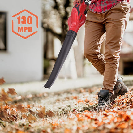 Leaf Blower, 20V Cordless Leaf Blower, with 2.0A Battery and Fast Charger, 130MPH Low Noise Electric Blower, Lightweight Small Handheld Blower, for Lawn Care, Dust & Other Debris