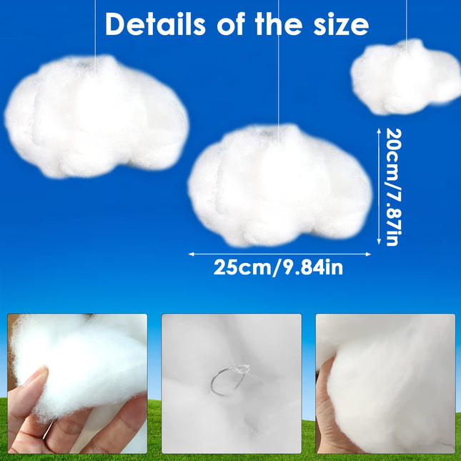 Diymood Hanging Fake Cloud for Ceiling Decorations, 3D Cloud Shape Ornament DIY Decorative Hanging Props for Art Stage Wedding Halloween Christmas Party Decoration (4 Pieces)