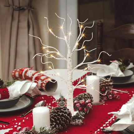 EAMBRITE Lighted Birch Tree, Christmas Tree Decorations Battery Operated/USB, Table Top Tree with Lights 24 LED, Small Light Up White Artificial Tree for Centerpiece Home Room Xmas Indoor Decor (22")
