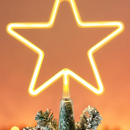 KOUPA 14.5-Inch Christmas Tree Topper Large 5 Point Star Treetop with LED Warm White Lights for Xmas Ornaments and Holiday Seasonal Tree Decorations