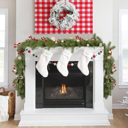 Pine Garland Christmas Decoration, 6ft Christmas Greenery Garland Artificial Spruce Garland Pine Needles for Holiday Mantel Fireplace Table Centerpiece Decor