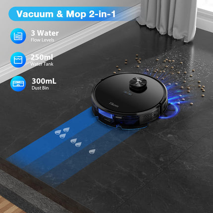 Tikom Robot Vacuum And Mop Combo With Lidar Navigation, L9000 Robotic Vacuum Cleaner With 4000Pa Suction,150Min Max, 14 Nogo Zones, Smart Mapping, Good For Pet Hair, Carpet, Hard Floor