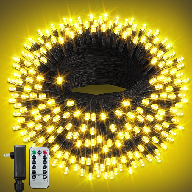 100FT Christmas Lights, 300LED Outdoor Christmas Lights Warm White, Smart String Lights with Memory Function, IP65 Waterproof, 8 Modes, Smart Timing, for Christmas Tree Birthday Garden Decor