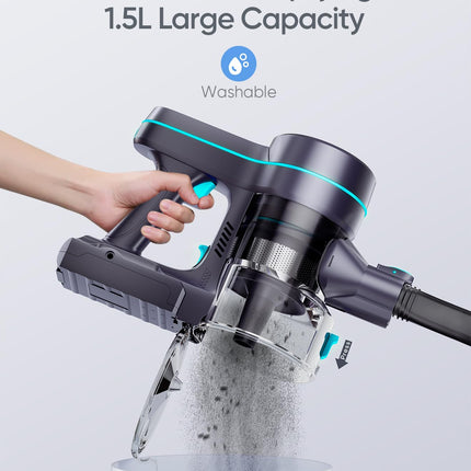 Cordless Vacuum Cleaner,23Kpa Powerful Cordless Vacuum,40 Mins Runtime,Detachable Battery,1.5L Dust Cup,6 In 1 Lightweight Cordless Stick Vacuum Cleaner For Hardwood Floor Pet Hair,Car,Blueblack