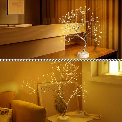 Hbaushun 20" Tabletop Bonsai Tree Light, 108 LED Fairy Light Spirit Tree, Battery/USB Operated, Touch Sensor Switches, DIY Artificial Tree Lamp for Bedroom Desktop Christmas Room Decor (Warm White)