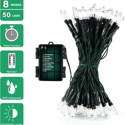 18ft Battery Operated String Lights,Outdoor String Lights Christmas Lights 50 Led String Lights with Remote Timer Waterproof for Indoor Outdoor Garden Party Christmas Decoration, Warm White