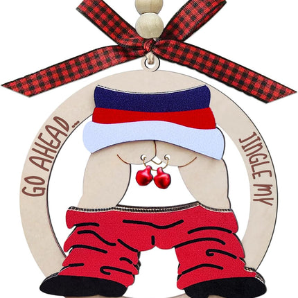 Funny Christmas Ornaments , Exchange Funny Ornaments for Adults, Naughty Ugly Christmas Tree Ornaments Wooden, Inappropriate Dirty Santa Ornament - Unique Christmas Ornaments