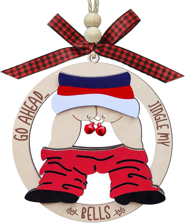 Funny Christmas Ornaments , Exchange Funny Ornaments for Adults, Naughty Ugly Christmas Tree Ornaments Wooden, Inappropriate Dirty Santa Ornament - Unique Christmas Ornaments