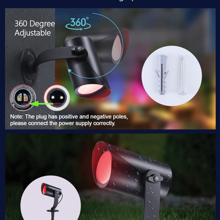 Smart Landscape Lighting, IP67 Waterproof Landscape Spotlights, 3000LM Dimmable RGBICW Pathway Lights Work with Alexa, Spot Lights for Christmas Outdoor Decoration, 4 Pack