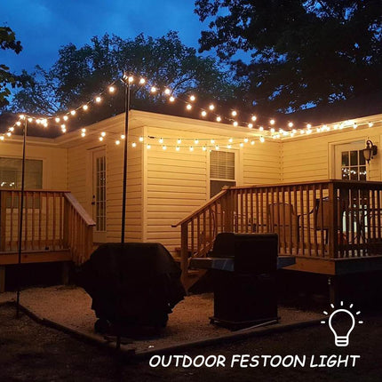 G40 LED Globe String Lights, 25Ft Outdoor Frosted White String Lights with 27 G40 Globe Bulbs, Hanging Backyard Lights Waterproof for Indoor Outside Garden Bistro Pergola Tents Decorations- White