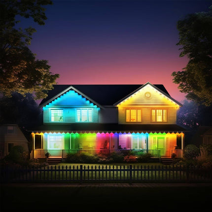 Permanent Outdoor String Lights 50ft, Smart RGB App Control Outdoor Lights with 30 LEDs, LED Eaves Lights IP67 Waterproof, House Roof Outdoor Lighting for Party, Daily, Halloween, Christmas, Garden