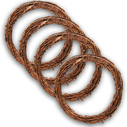 Grapevine Wreath Set, Marrywindix 4 Pieces Natural Vine Branch Wreath Christmas DIY Rattan Wreath Garland for Christmas Holiday Craft Wedding Decor (10 in.)