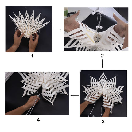 3 Pieces Christmas Paper Lantern with Star Paper Lantern Paper Lamp Frozen Party Hanging Decoration for Weddings Christmas Trees Birthday Holiday Party Celebration (White)
