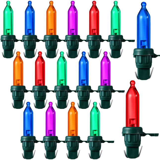 60 Pcs Christmas LED Replacement Bulb Mini Wide Angle LED Xmas Bulb LED Tree Light Bulb Outdoor String Light Replacement Bulb for Christmas Garden Tree Party Decor (Green Base with Multi Color Bulb)