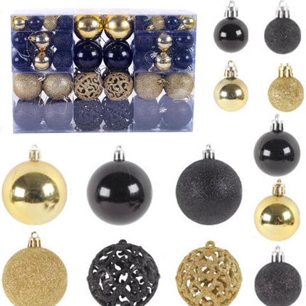 100 Pcs Christmas Ball Ornament Set, Black and Gold Shatterproof Christmas Decorations Set Hanging Plastic Xmas Balls for Home, Holiday, Wedding, Xmas Hanging Decortions