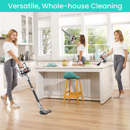 Belife S10 Cordless Vacuum Cleaner, Stick Vacuum Cleaners For Home Carpet And Hardwood Floor, Household Wireless Vacuum For Pet Hair, 28Kpa Powerful Digital Motor, Up To 40Min Runtimesilver White