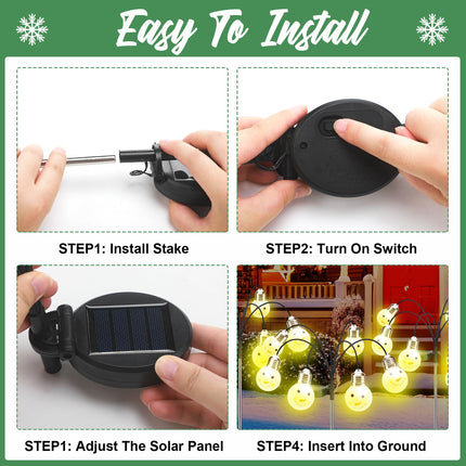 4 Pack Christmas Solar Lights Outdoor Santa Claus Solar Powered Garden Stake Lights Waterproof Xmas Pathway Lights for Holiday Patio Yard Garden Walkway Outside Decorations (Snowman)