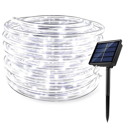 RUICHEN Solar Rope Lights Outdoor String Lights, 16.5 Ft 50 LED Tube Light Waterproof Copper Wire Fairy Lights for Garden Fence Yard Christmas Wedding Party (Cool White)