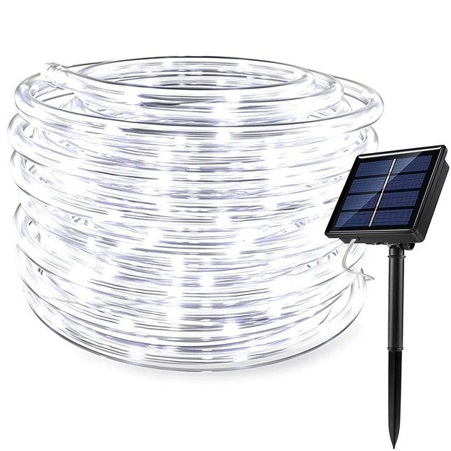 RUICHEN Solar Rope Lights Outdoor String Lights, 16.5 Ft 50 LED Tube Light Waterproof Copper Wire Fairy Lights for Garden Fence Yard Christmas Wedding Party (Cool White)