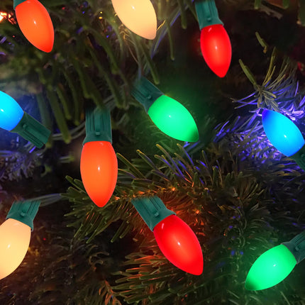 25 Pack C9 LED Christmas Light Bulbs Ceramic Multicolor C9 Bulbs E17 Base - for Christmas Tree Lights Replacement Bulbs, Christmas Lights Replacement Bulbs for Home Yard Porch Stair, 0.6W = 7W