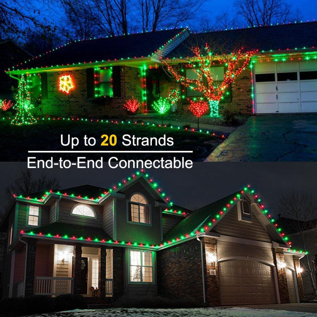 Brizled Red & Green C5 Christmas Lights, 33ft 100 LED Christmas Lights, Connectable 120V UL Mini Christmas Lights Set Faceted Xmas Lights for Chrsitmas Tree Party Roof Indoor Outdoor Decor