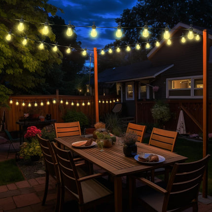 Outdoor String Lights 84FT, 30 Dimmable Color Changing LED Patio Lights with 111 Scene Modes, Warm White LED Bulbs for Outside, Christmas, Work with Alexa, Google, APP Control, IP65 Waterproof