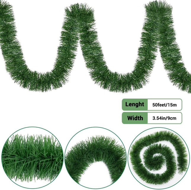 Garland for Christmas Decorations - Non-Lit Soft Green Holiday Decor for Outdoor or Indoor Use - Premium Quality Garland