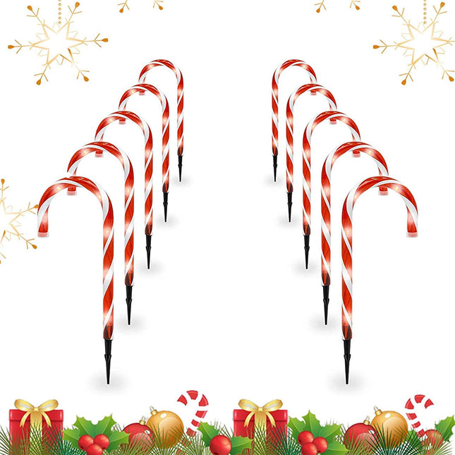 21Inch Christmas Decorations Candy Lights,10 Pack Candy Cane Lights Outdoor Pathway, Candy Cane Christmas Decorations,LED Yard Lawn Pathway Lights,Christmas Outdoor Decoration Lights UL588