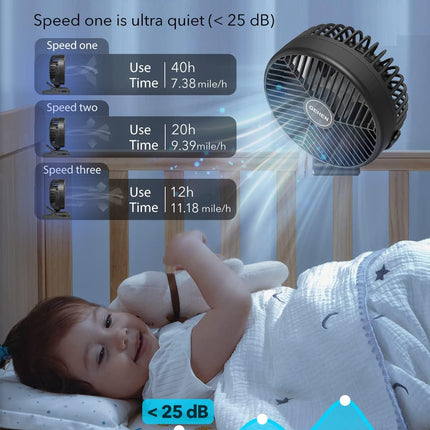 Portable Clip On Fan, Cordless Small Fan, Rechargeable Personal Fan, 10000Mah Battery Operated Desk Fan, Small Table Fan