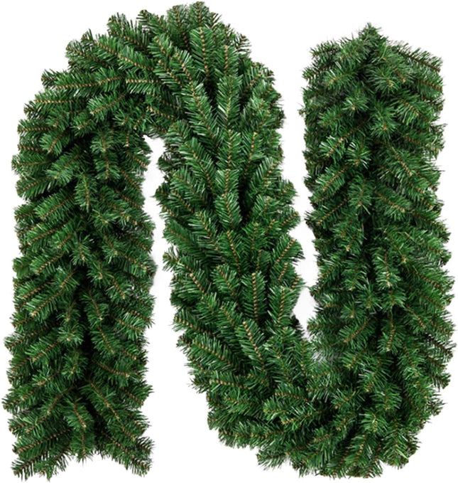8.8FT Christmas Pine Garland,Deluxe Evergreen Holiday Garland for Indoor/Outdoor Décor, Xmas Decorations for Table, Mantel, Home & Office(300Heads)