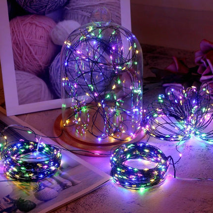 MASHANG Christmas Lights Battery String Lights Multicolor 18FT 50 Micro LEDs Starry Lights Fairy Lights Firefly Lights with Dark Green Copper Wire for Christmas Tree, Wreath, DIY, Wedding, Holiday