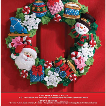 Bucilla Felt Applique Wall Hanging Wreath Kit, 15 by 15-Inch, 86363 Christmas Toys