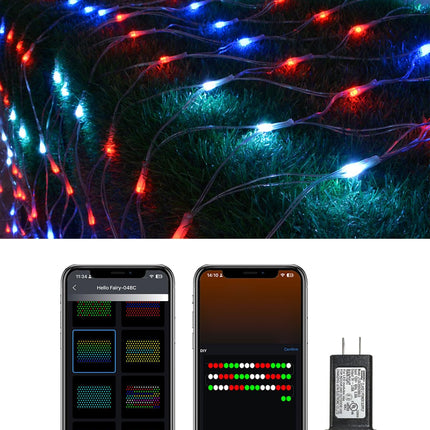 Smart Net Lights for Bushes 150LED 6ft x 4ft, DIY Lightshow RGB Halloween Mesh Lights, Connectable Waterproof with Timer Bluetooth Christmas Net Lights for Bushes Outdoor Yard Shrub Tree Decoration