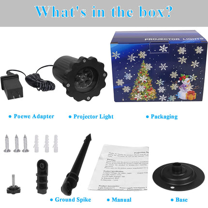 Christmas Snowflake Projector Lights, Dynamic Led Snowflake Projector Lights, White Snow Projection Outdoor and Indoor Decorative Lighting for Halloween Xmas Year Wedding Party Holiday